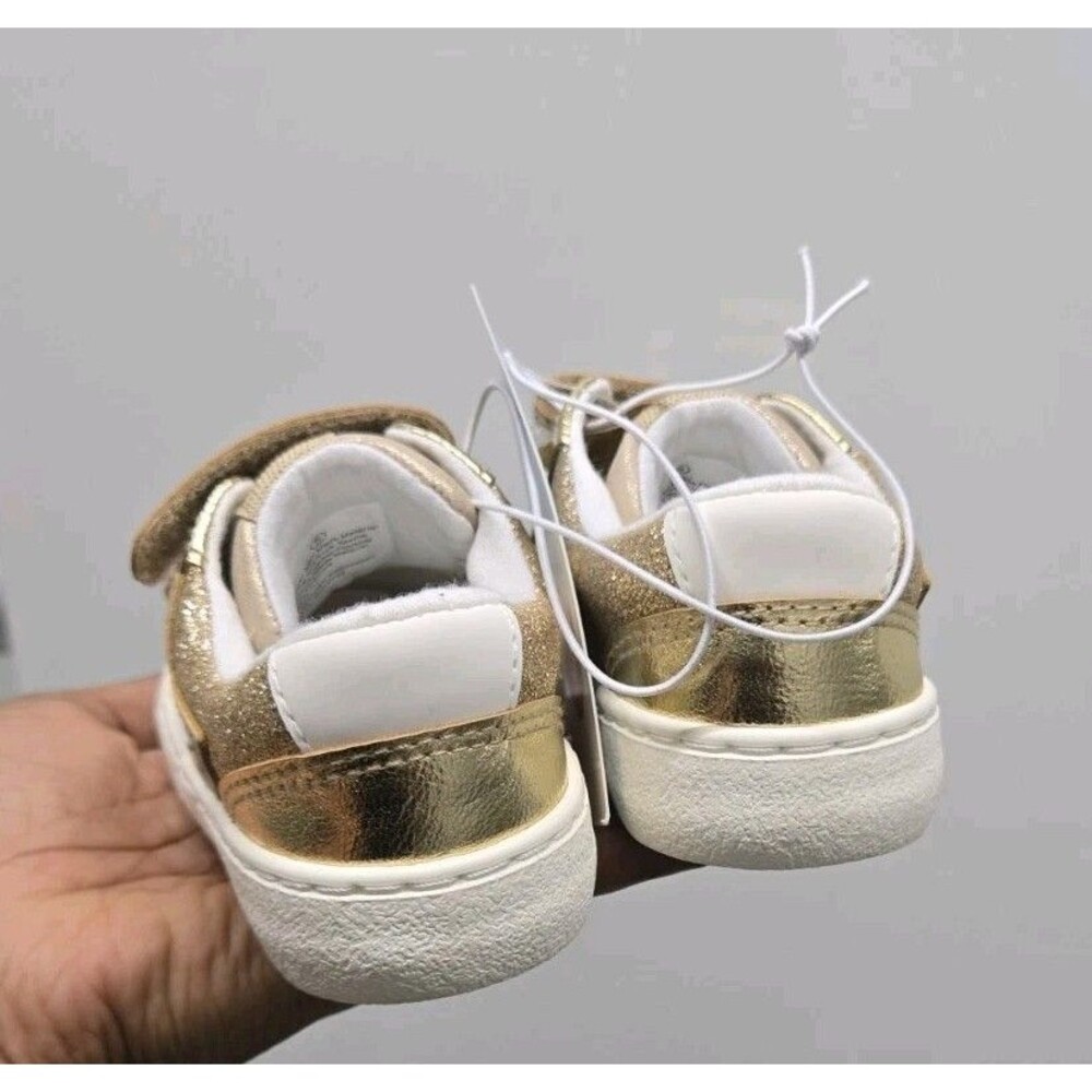 Cat & Jack Sora Toddler Glitter Gold Star Pattern Sparkly Slip On Sneaker Size 5 - Picture 8 of 8